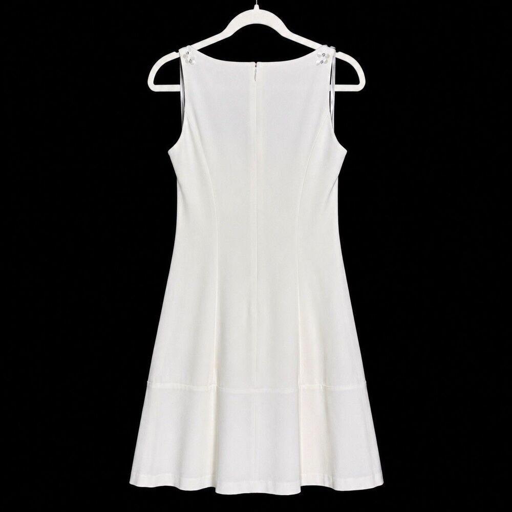 Lauren Ralph Lauren White Floral Rosette Sleeveless Autumn Fall Wedding Dress 8 - Picture 5 of 10